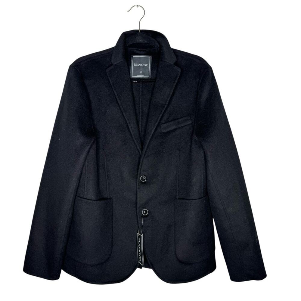 BLANK NYC / black wool blend 2 button lightweight classic blazer jacket / M NWT